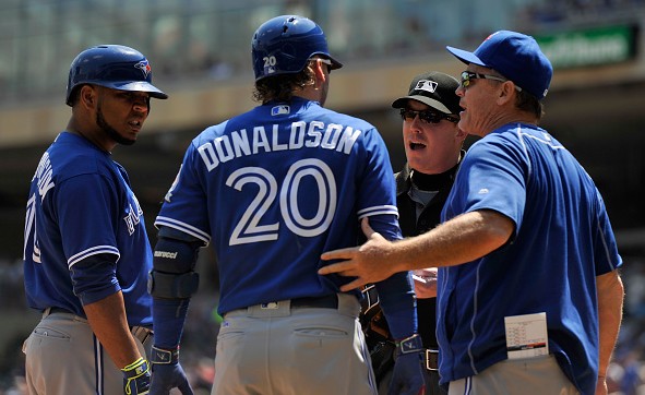 Toronto Blue Jays Donaldson 20 Blue Away Baseball Sports Button Up
